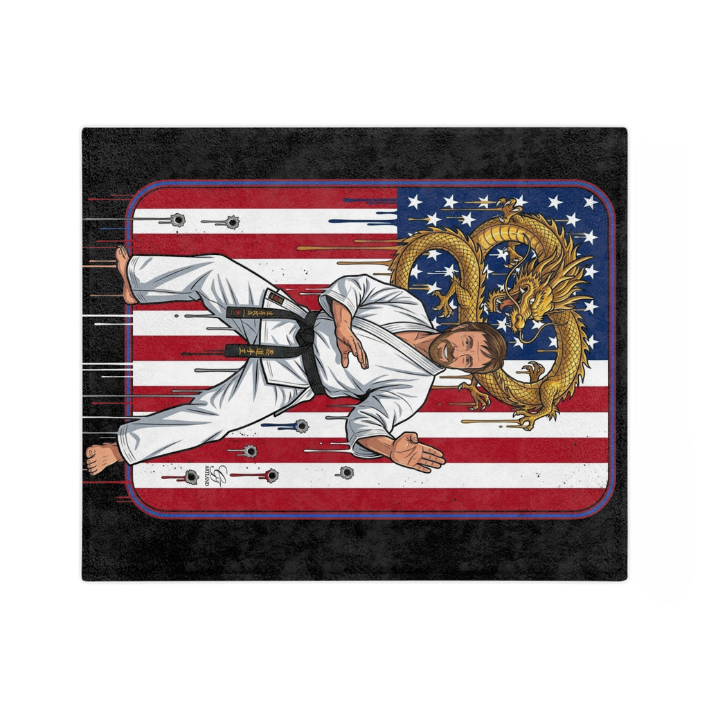 American Karate Instructor  Chuck Norris Blanket | Dragon Martial Arts Flag Throw by GT Artland