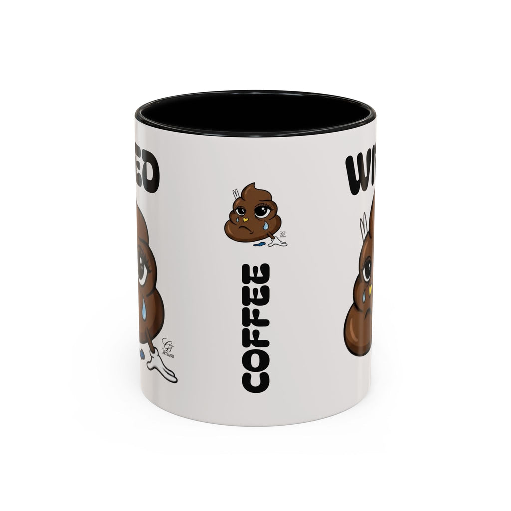Wired Coffee Mug — Funny Poop Emoji Design Accent Mug (11/15 oz) by GT Artland