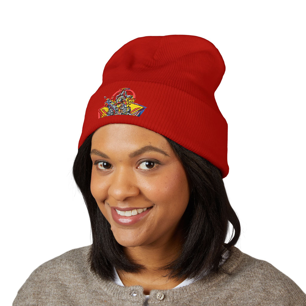 Retro Comic Duck Embroidered Cuffed Beanie
