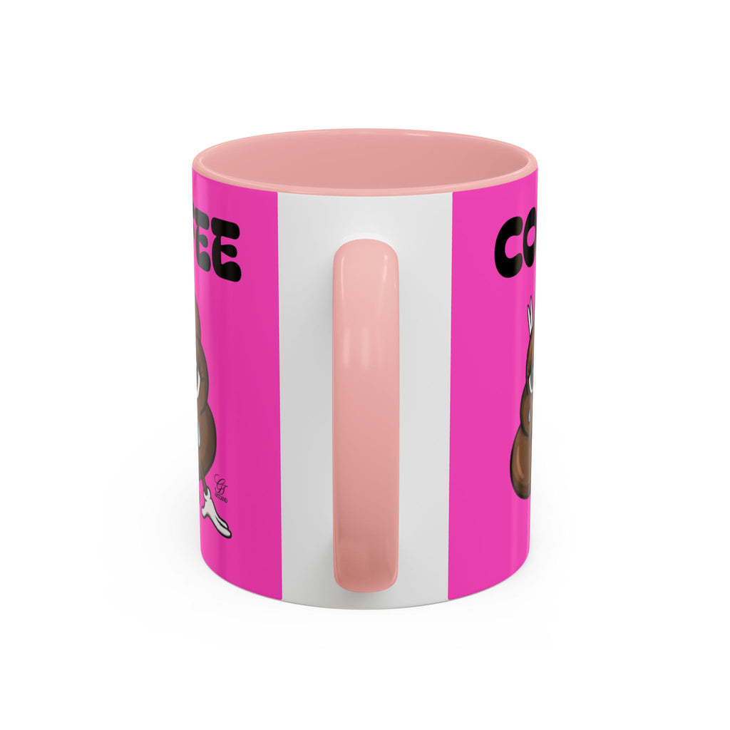 Coffee Mug — Pink 'Coffee' Sad Poop Emoji Accent Ceramic Mug (11/15oz) by GT Artland