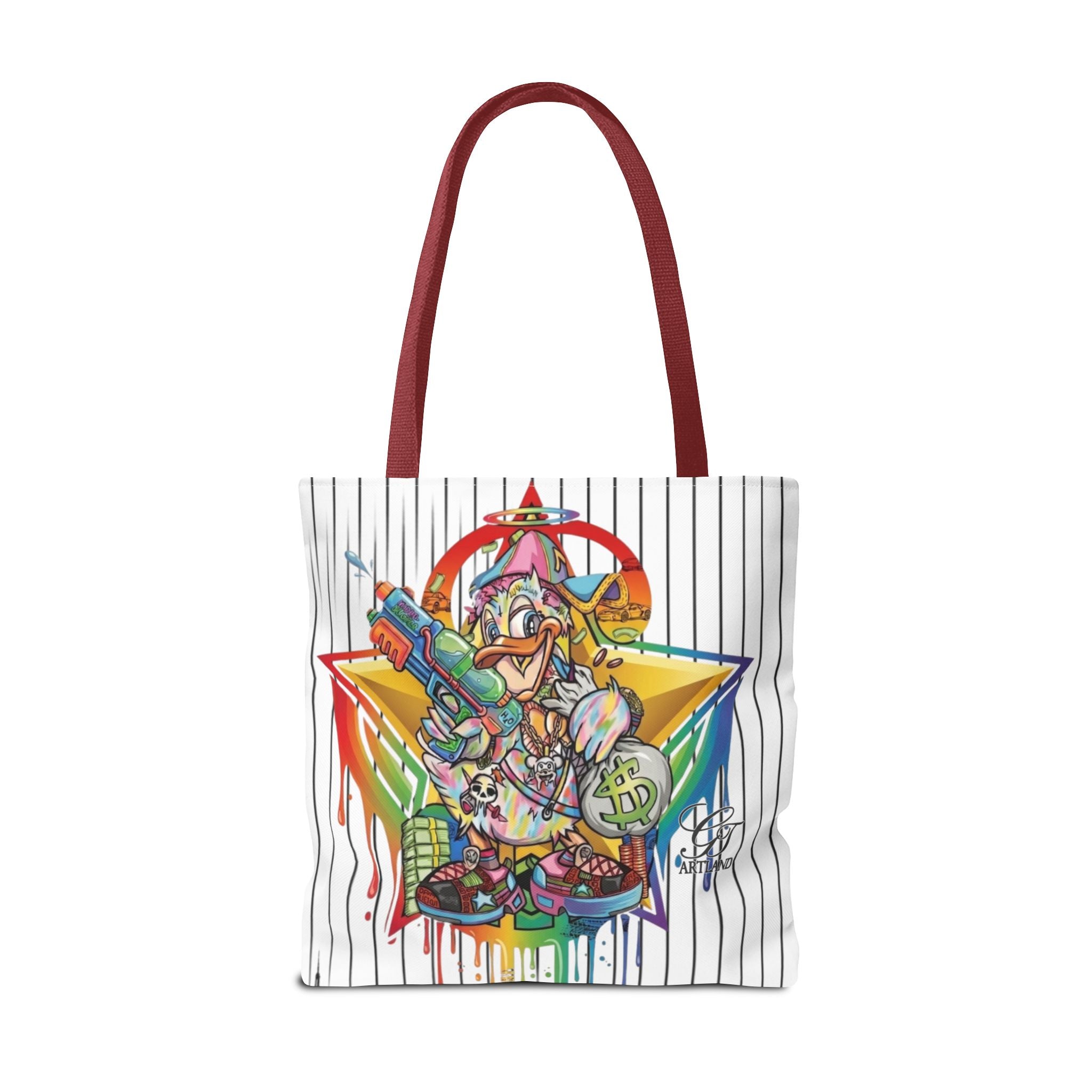 Graffiti Duck Urban Colorful Drip Tote Bag — Colorful Street Art by GT Artland