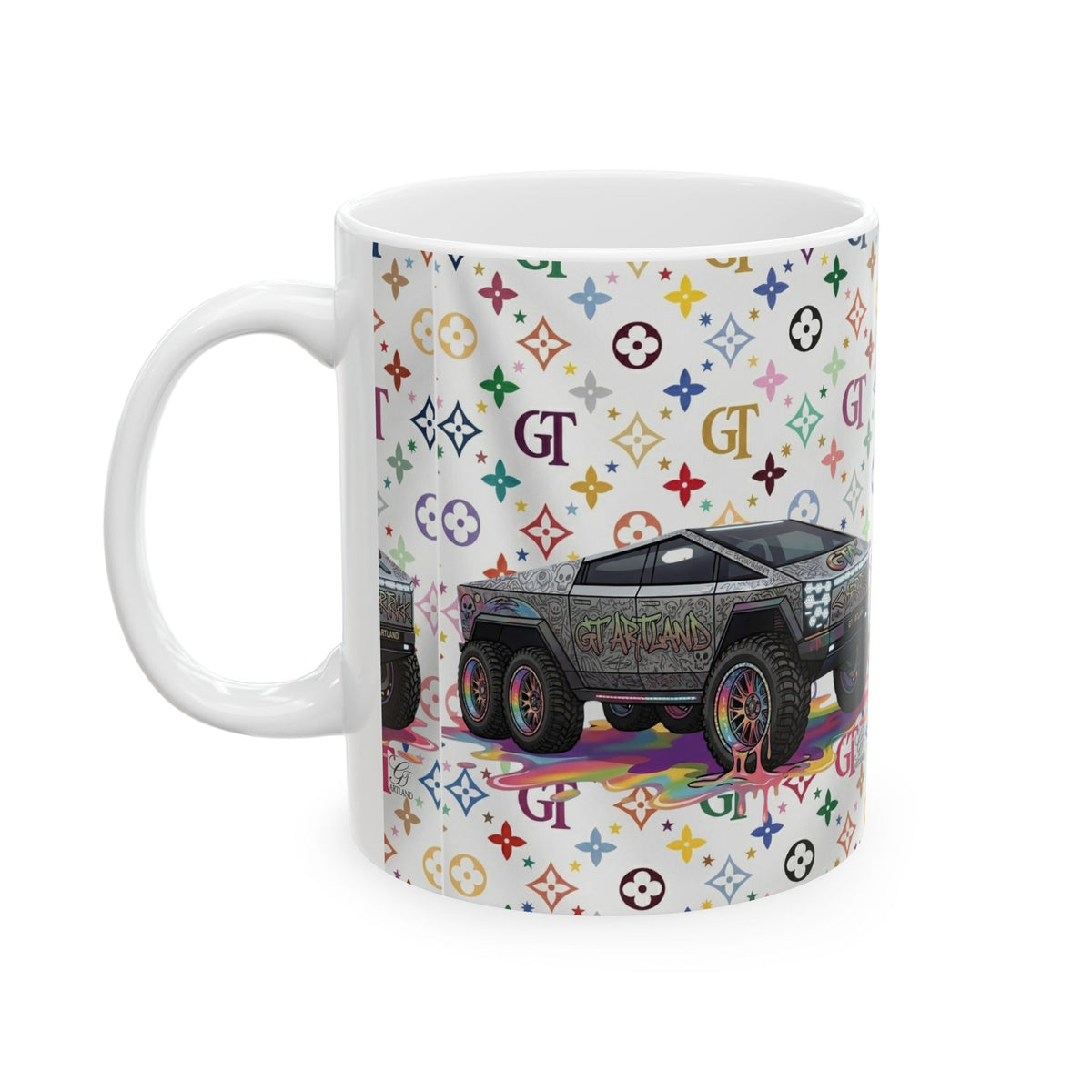 Colorful Luxury Pattern 6x6 Truck Mug | Ceramic Coffee Cup, 11oz or 15oz by GT Artland