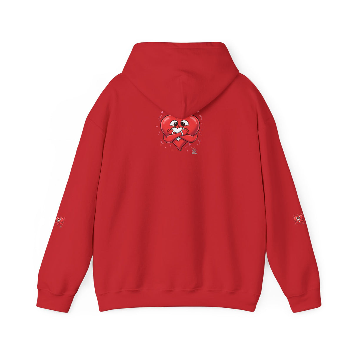 Graphic Heart Unisex Heavy Blend Hooded Sweatshirt | Red Heart Cartoon Sweatshirt
