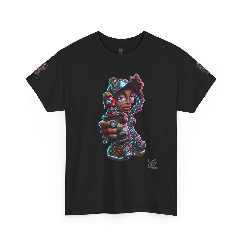 Ebony Futuristic Urban Spray Can Kid Gamer Tee - Cute Streetwear Graphic T-Shirt by GT Artland