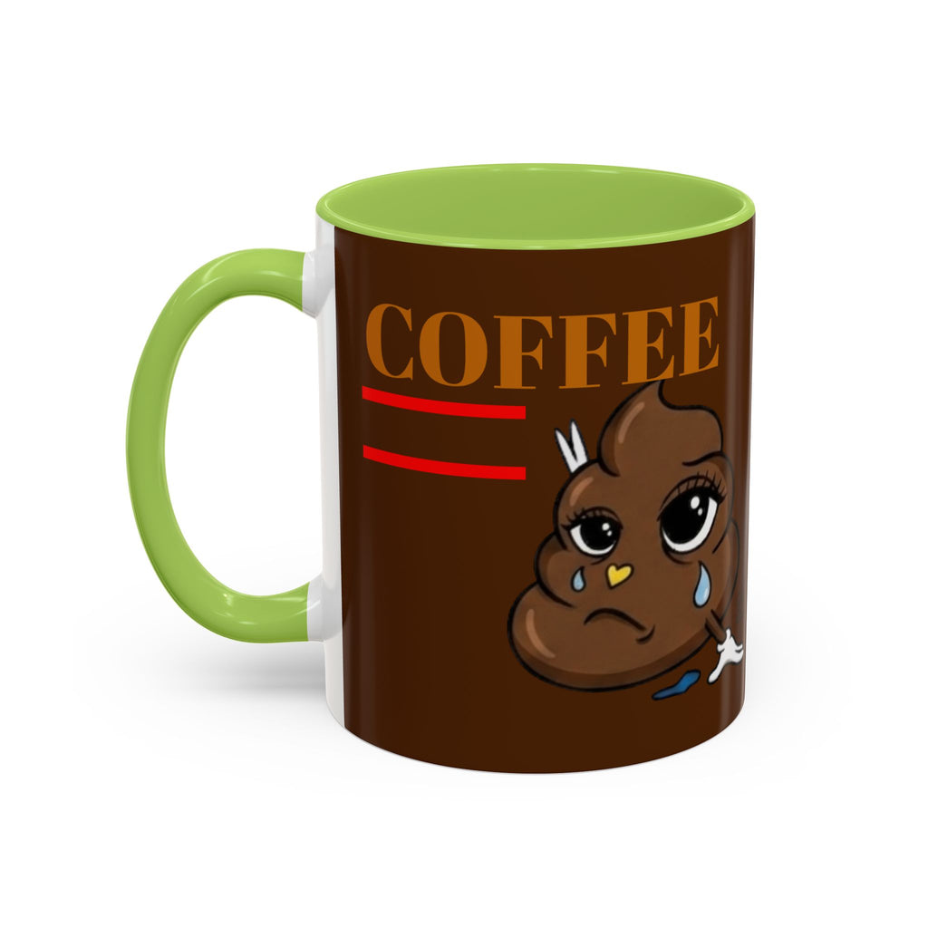 Coffee Mug — Cute Crying Poop Character "Coffee = Pooo" Accent Ceramic Mug by GT Artland