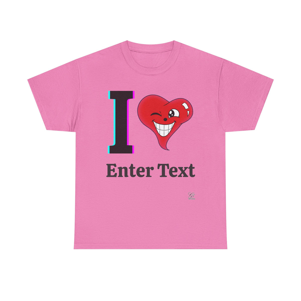 I LOVE Unisex Heavy Cotton Tee Shirt - Personalised T-Shirt