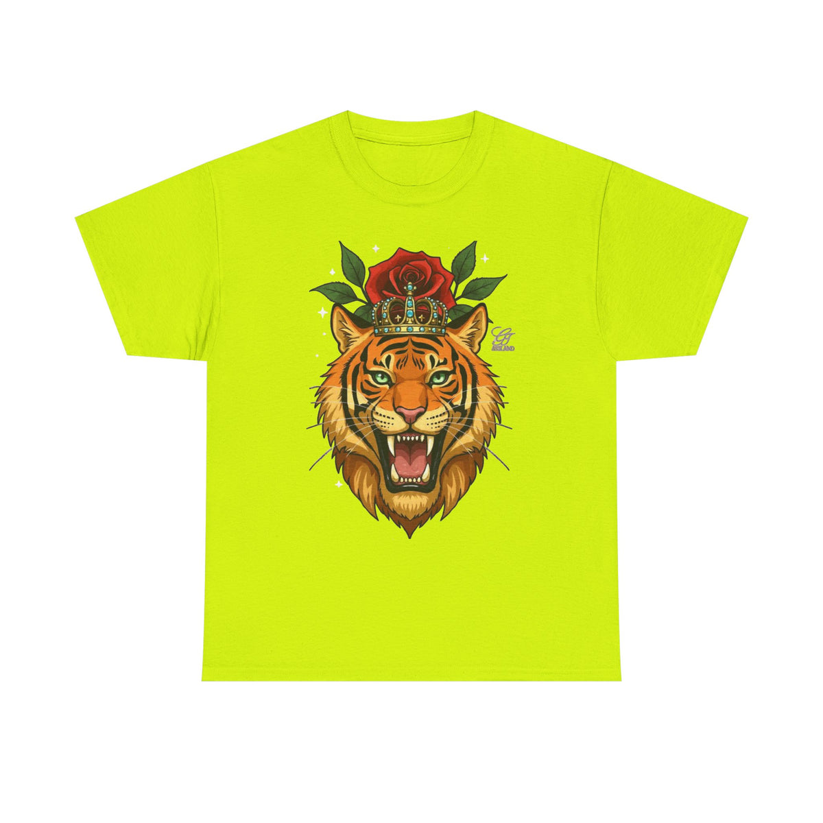 Roaring Tiger with Rose Tee | Floral Tiger T-Shirt by GT Artland