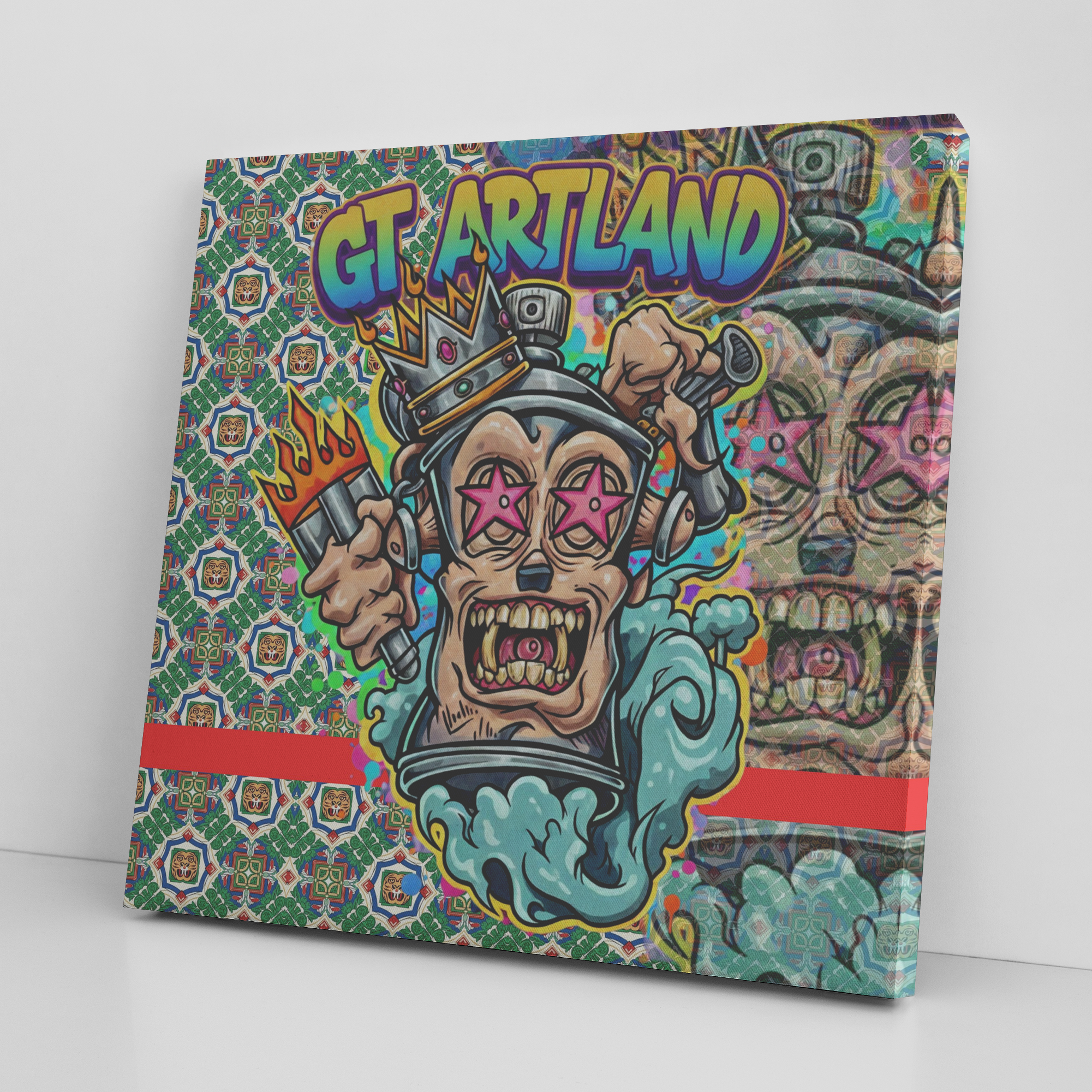 King Spray Can GT Designer Halogram Red Label Edition Square Canvas Wrap by GT Artland