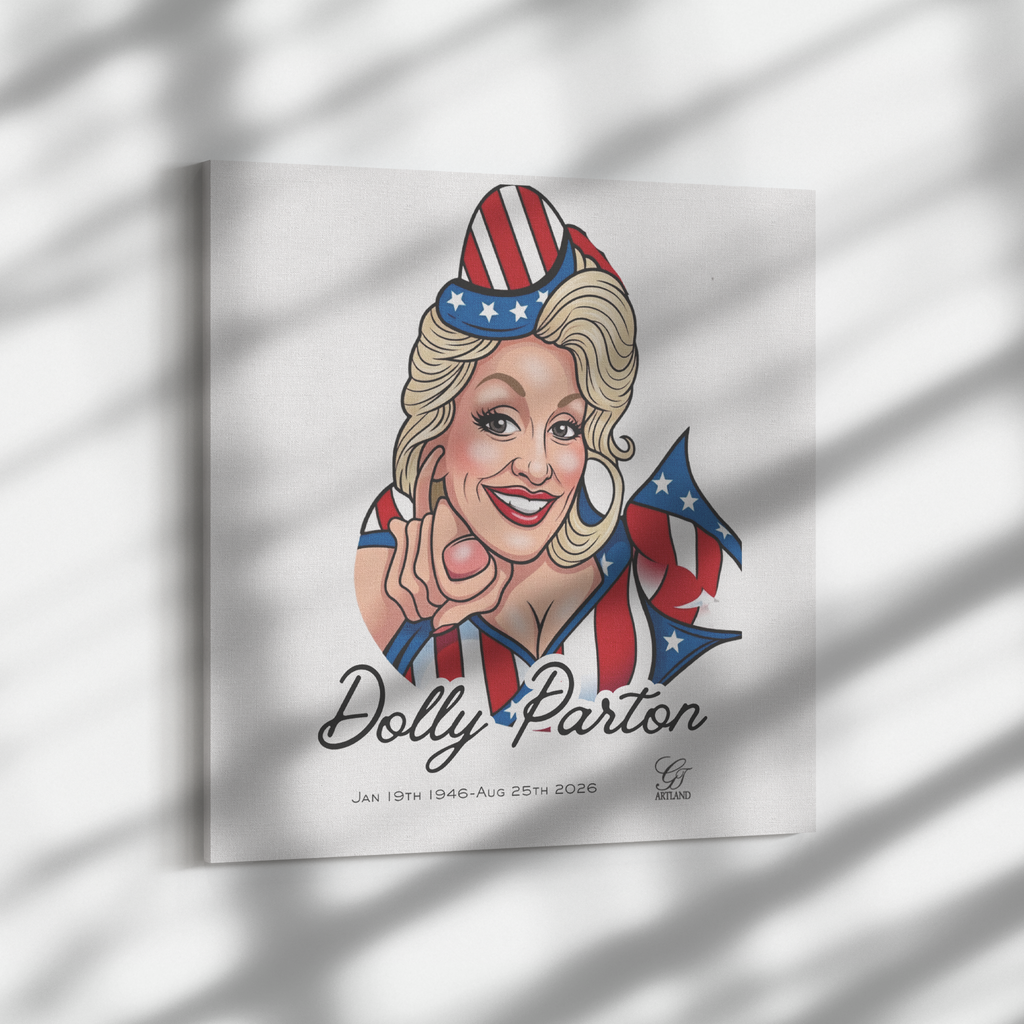 Dolly Parton Tribute Drawing Designer Canvas Wrap by GT Artland