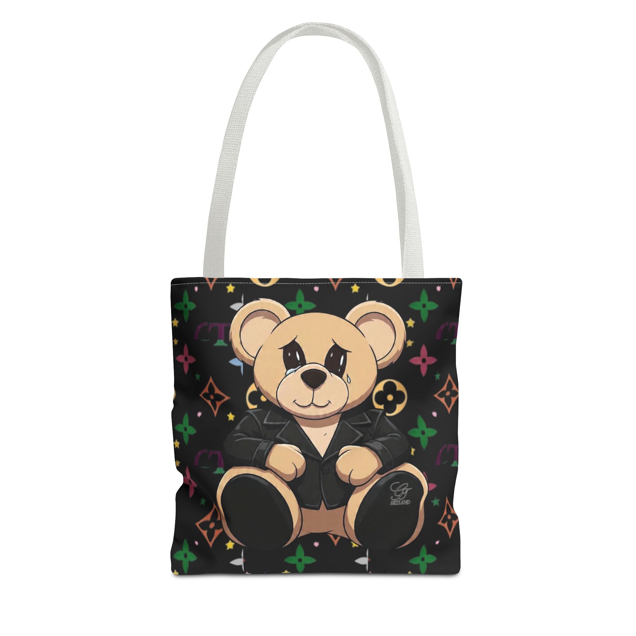 Elite Black Urban Designer Teddy Bear Monogram Tote Bag by GT Artland