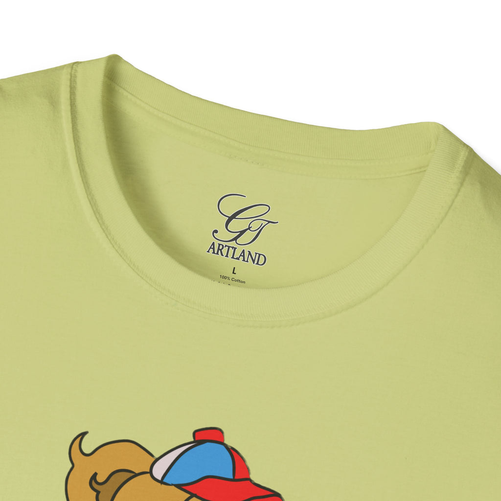 Cartoon Bear with Swag Graphic T-Shirt - Tee