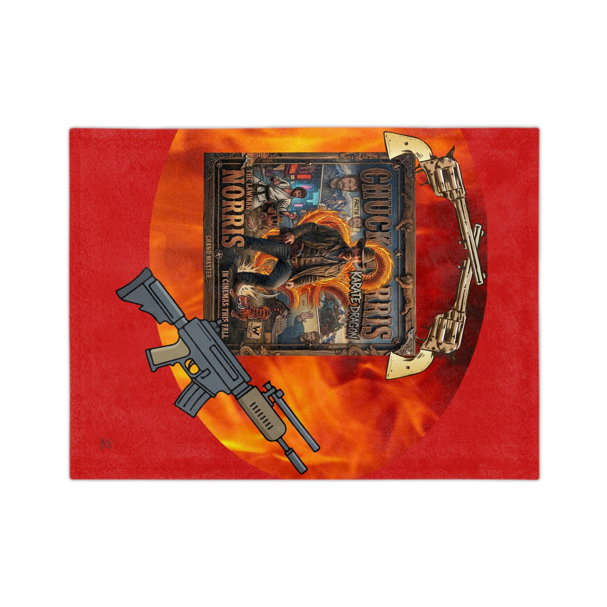 Chuck Norris Western  Velveteen Blanket With Ammunition