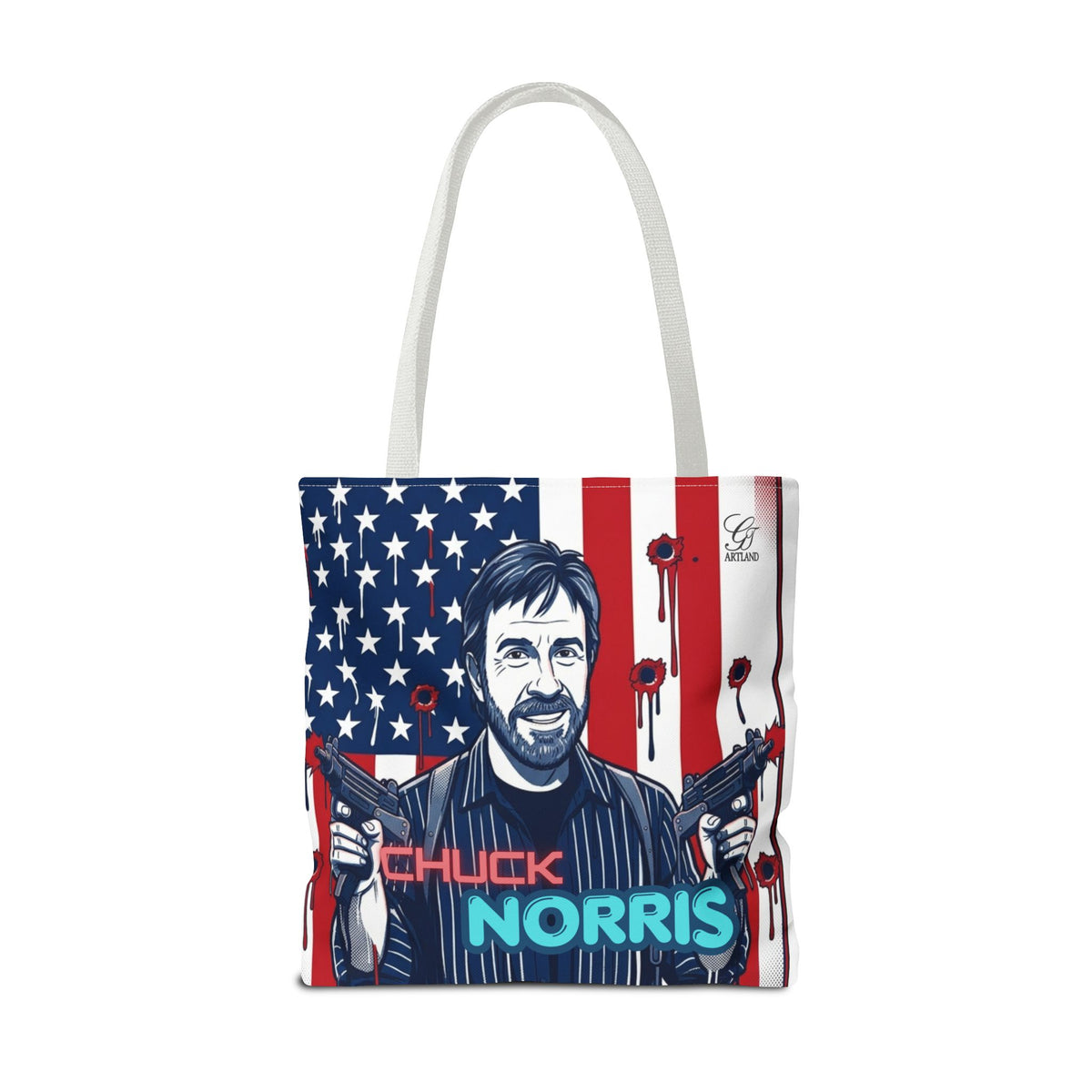 Patriotic Action Designer Edition Hero Tote Bag — 'Chuck Norris' Graphic by GT Artland