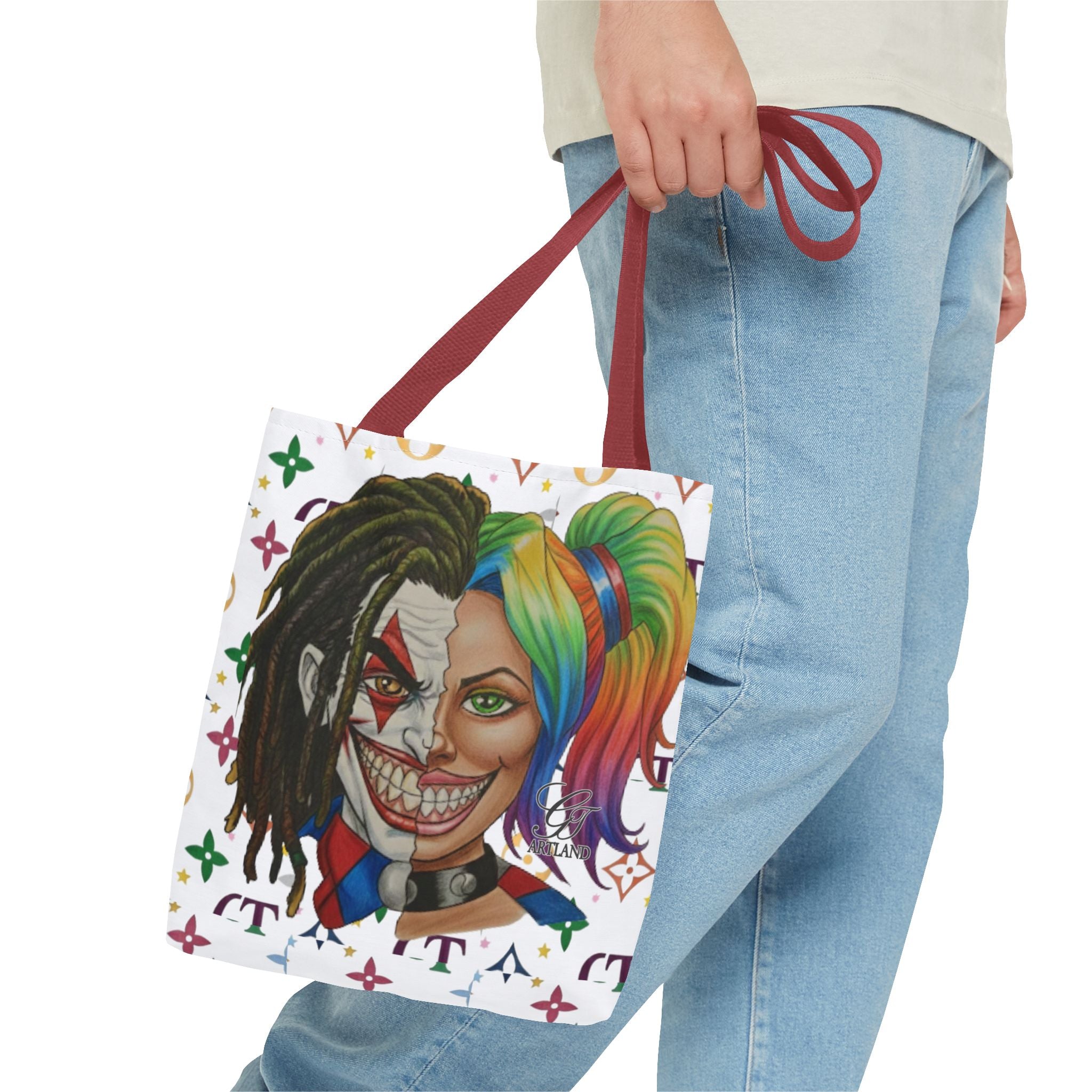 Two Faced Clown Couple Face Tote Bag – Urban Duo Swag by GT Artland