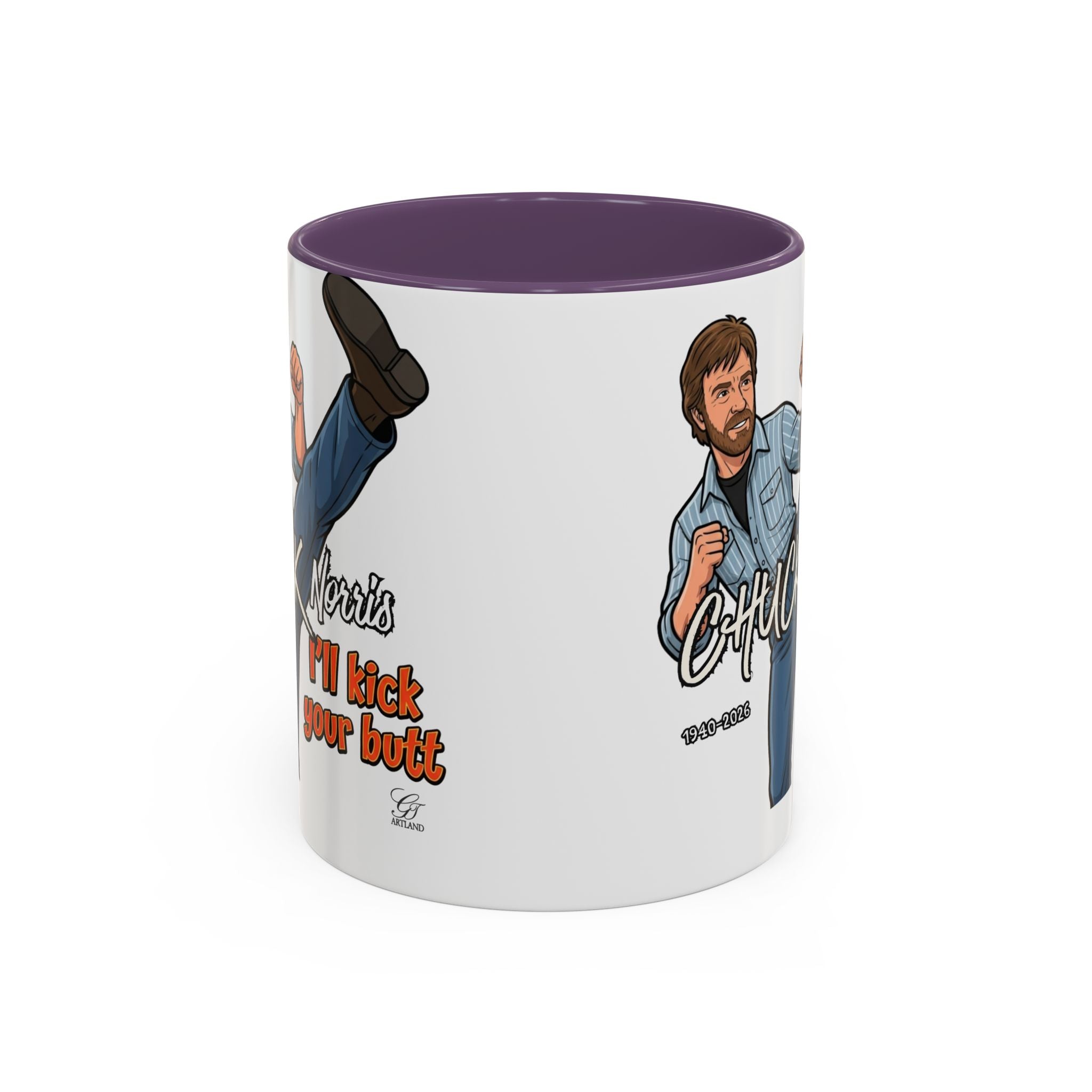 Martial Arts Chuck Norris Kick Butt Humor Character Mug | Accent Coffee Mug by GT Artland