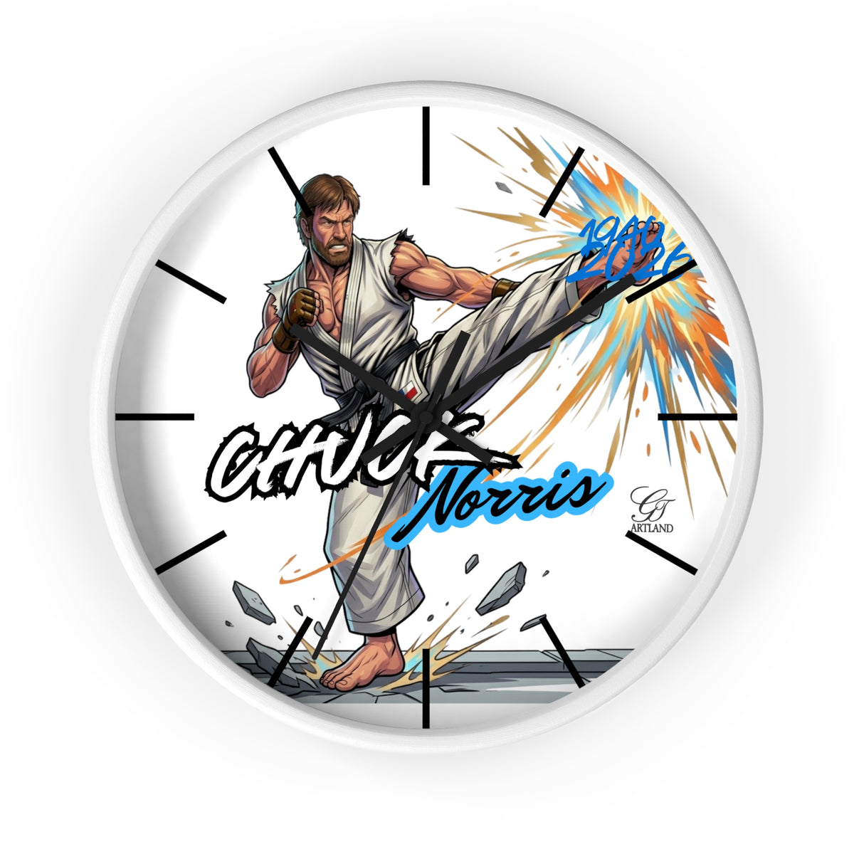 Chuck Norris Kicks, Courage and Karate Wall Clock by GT Artland