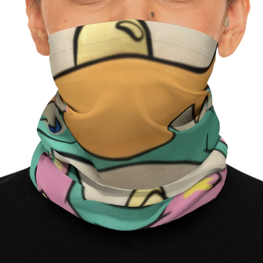 Cute Retro Robot Bear Neck Gaiter - Colorful Kawaii Mask by GT Artland