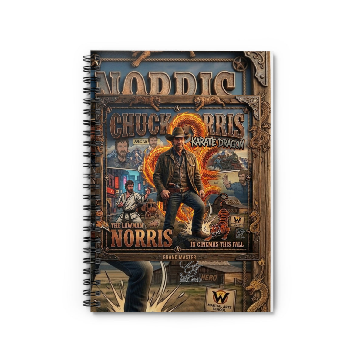 Chuck Norris Retro Poster Spiral Notebook | Ruled Journal
