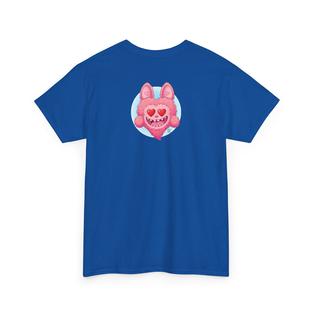 Pink Heart-Eyed Monster T-Shirt | Cute Fuzzy Creature by GT Artland