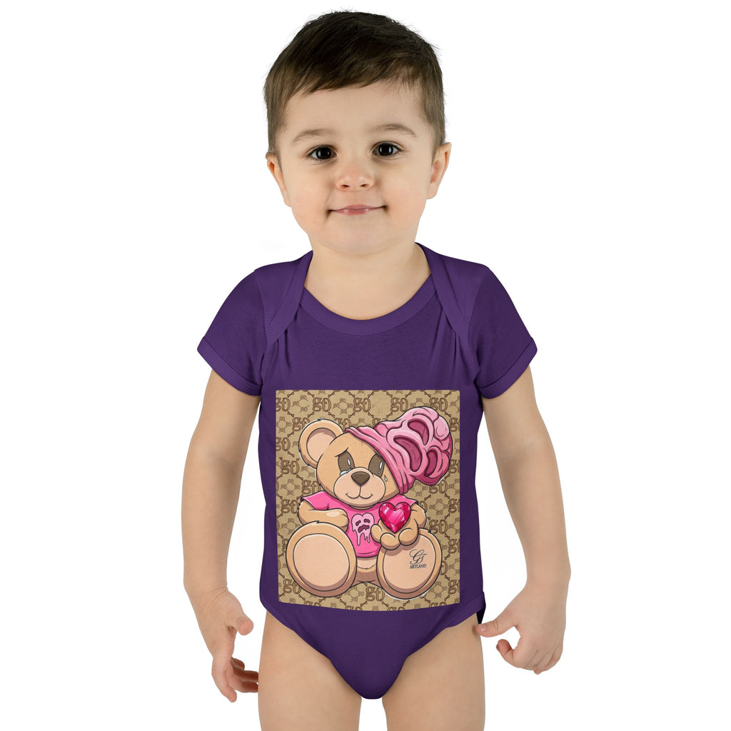 Pink Heart Teddy Bear Infant Bodysuit by GT Artland