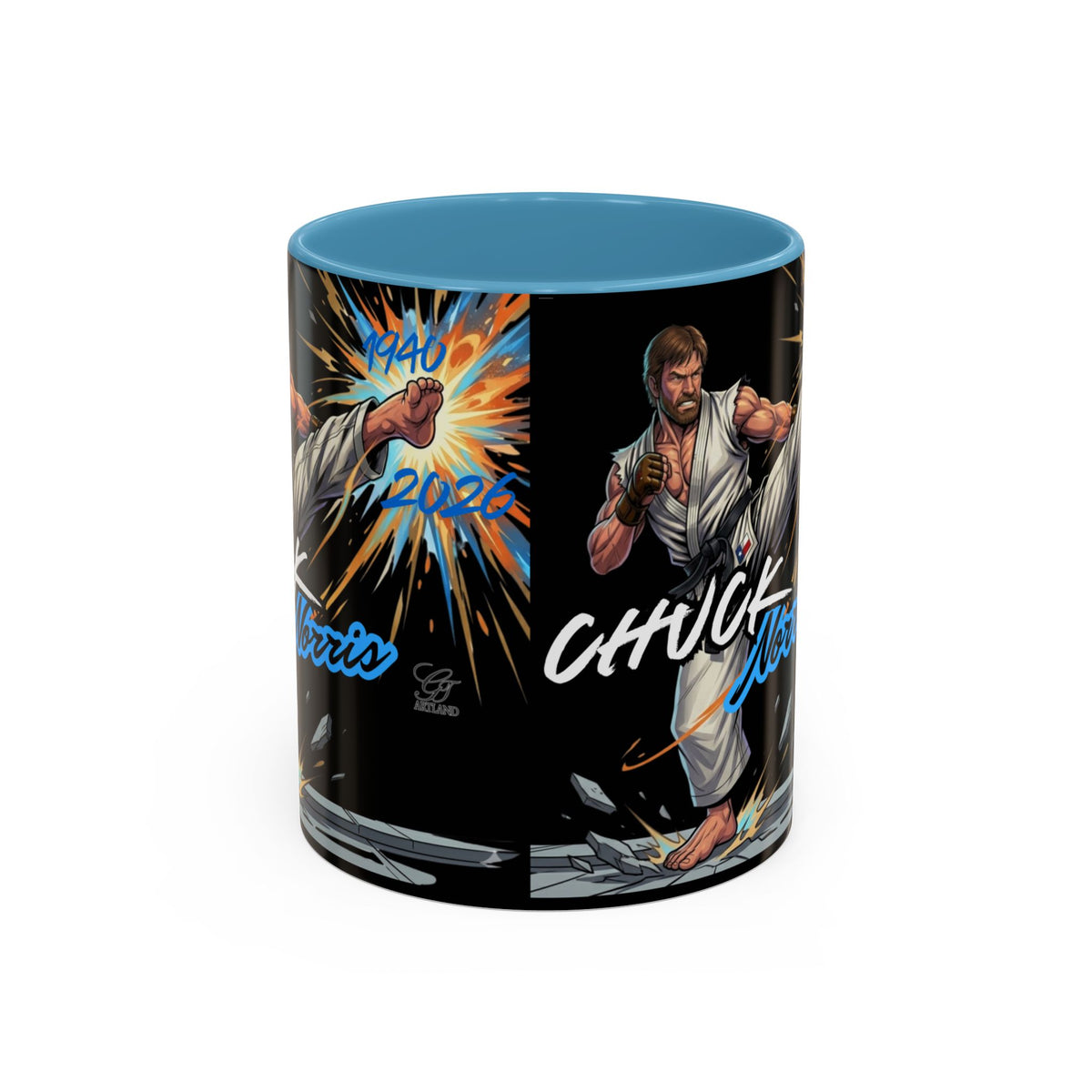 Norris Martial Artist Kick Mug | Black Accent Coffee Cup