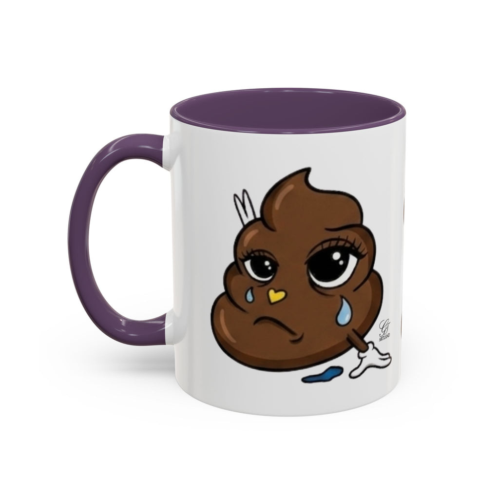 Sad Poop Emoji Coffee Mug — Funny Kawaii Gag Gift Accent Mug by GT Artland