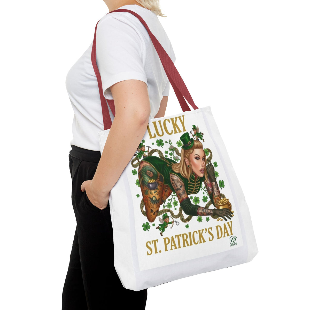 "Lucky" St Patrick's Day Tattoo Hot Sexy Vixen Designer Tote Bag by GT Artland