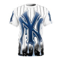 yank drip NYC style graffiti designer airbrush Lettering Tee | Baseball Pinstripe Shirt by GT Artland