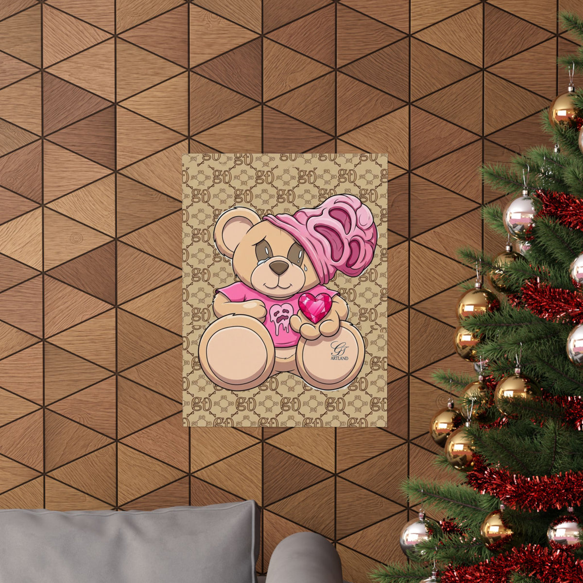 Teddy Bear Heart Poster | Cute Teddy Illustration Matte Vertical Poster