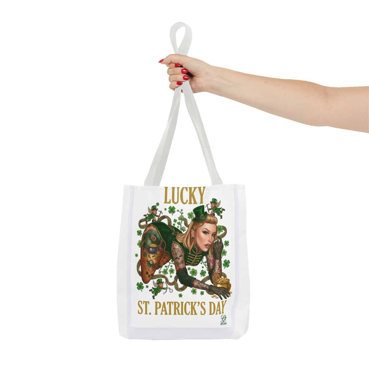 "Lucky" St Patrick's Day Tattoo Hot Sexy Vixen Designer Tote Bag by GT Artland