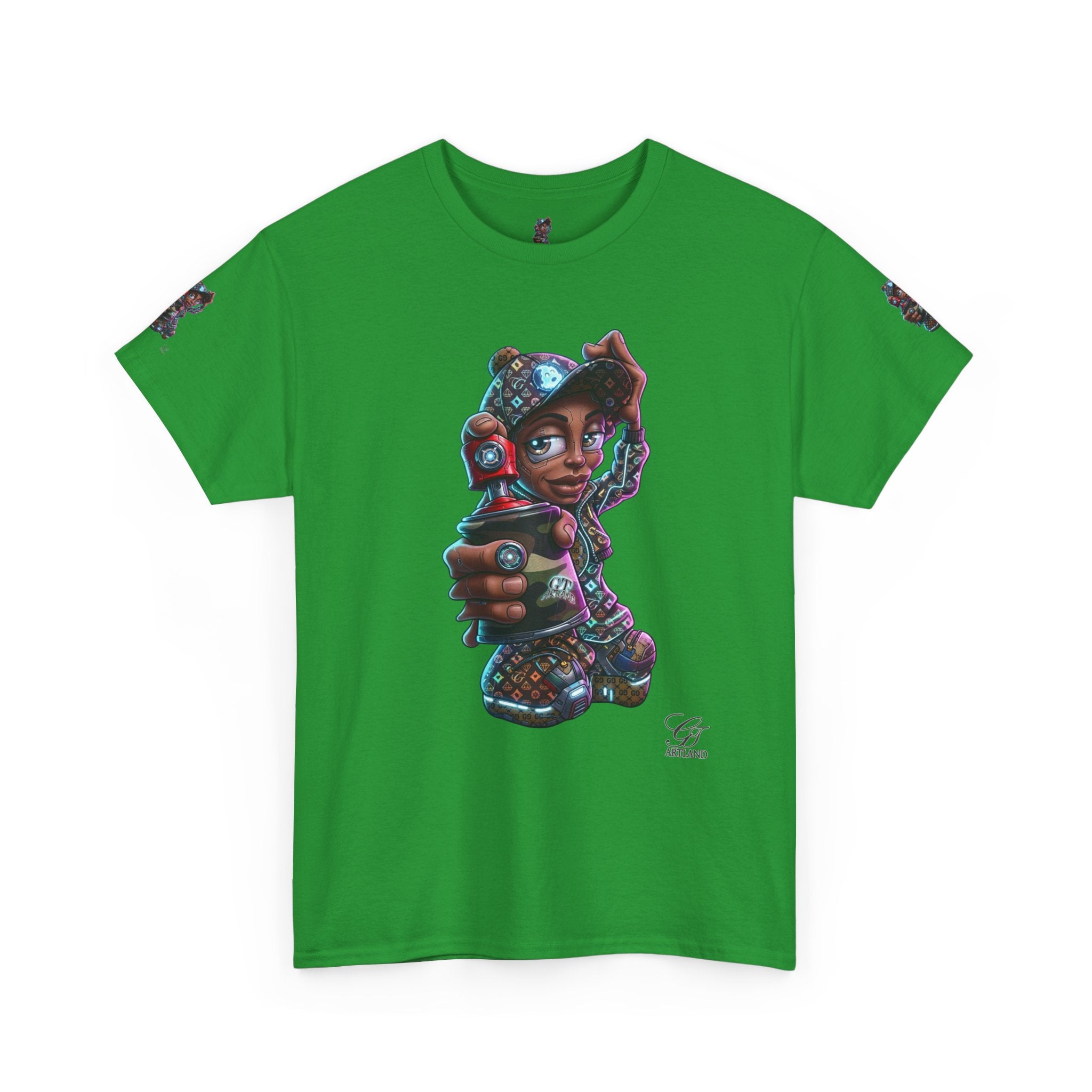 Ebony Futuristic Urban Spray Can Kid Gamer Tee - Cute Streetwear Graphic T-Shirt by GT Artland