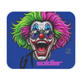 GT Soldier Fan Gear Neon Clown Face Mouse Pad | Colorful Joker Illustration by GT Artland