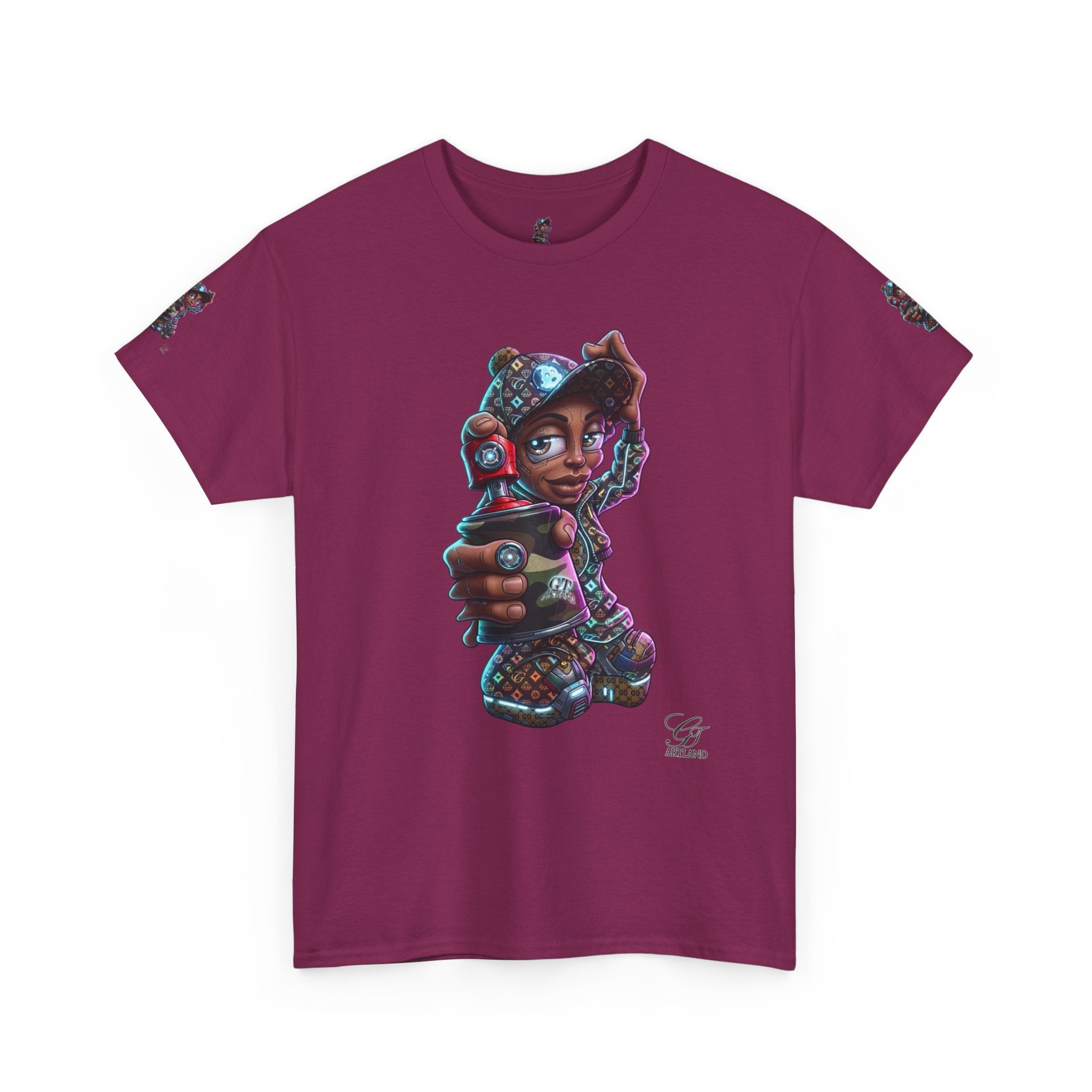 Ebony Futuristic Urban Spray Can Kid Gamer Tee - Cute Streetwear Graphic T-Shirt by GT Artland