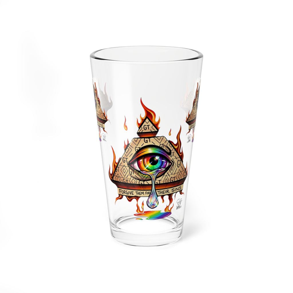 All-Seeing Rainbow Eye Pint Glass | 16oz Mixing Glass