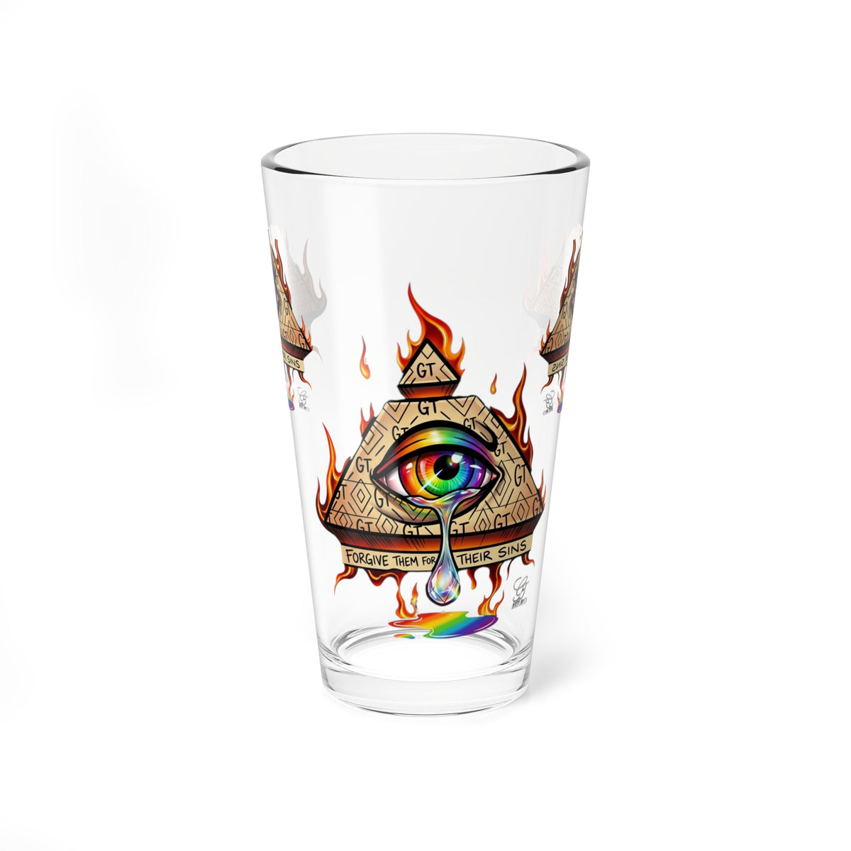 All-Seeing Rainbow Eye Pint Glass | 16oz Mixing Glass