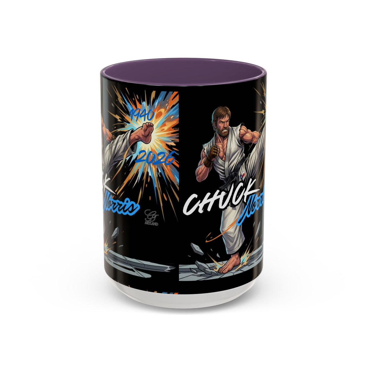 Norris Martial Artist Kick Mug | Black Accent Coffee Cup