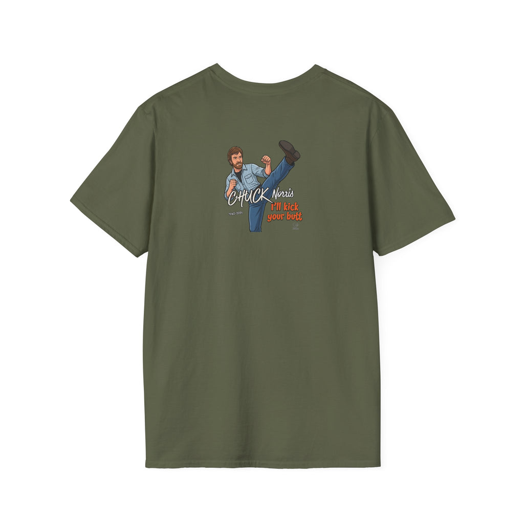 Chuck Norris Kick Illustration T-Shirt | I'll Kick Your Butt text by GT Artland