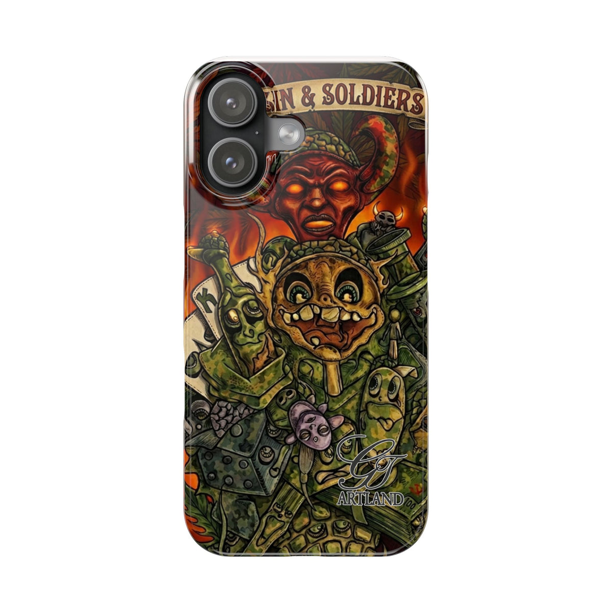 Devils Army Illustration Slim Phone Case | Horror Soldier Art by GT Artland