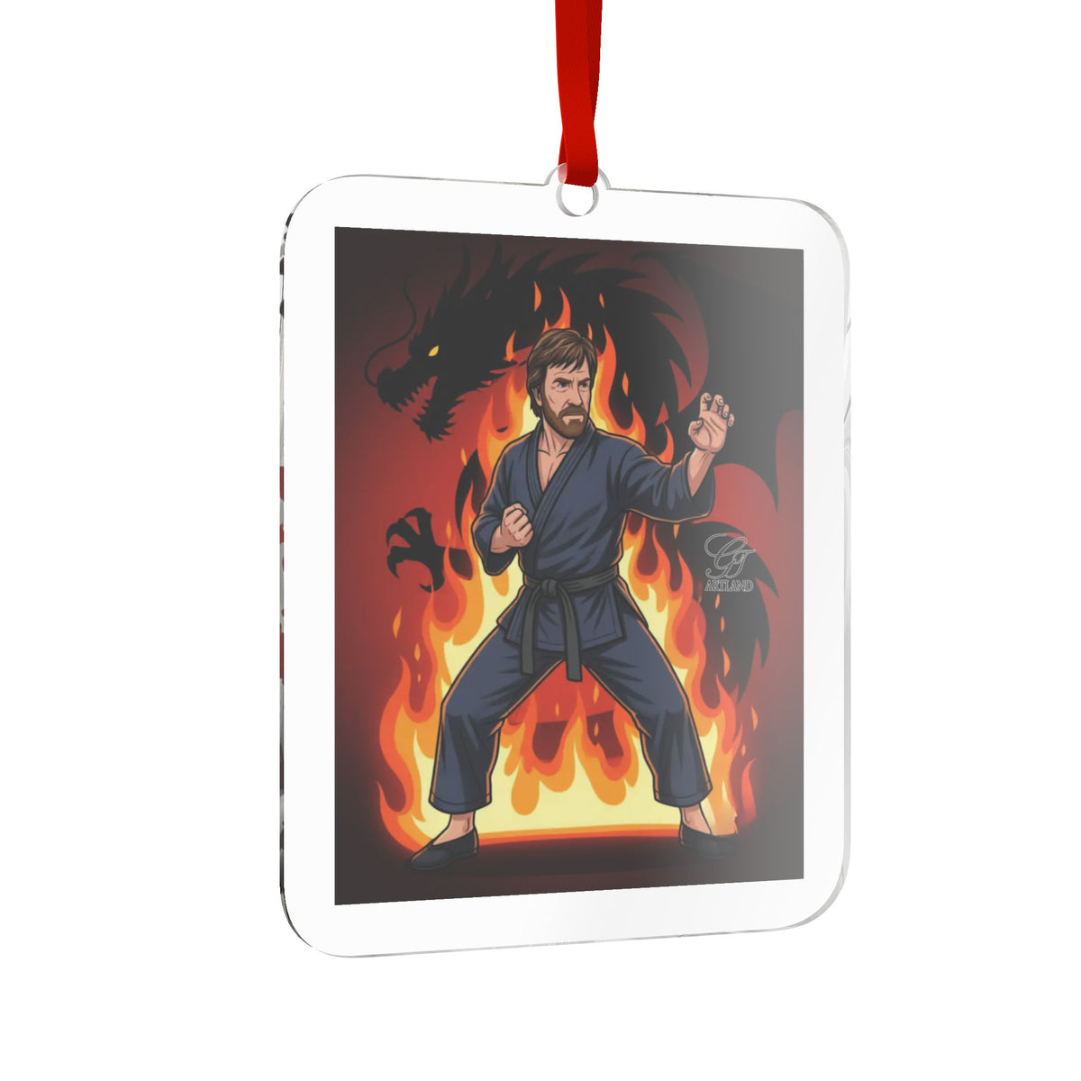 Chuck Norris Martial Arts Dragon Fire Custom Acrylic Ornament