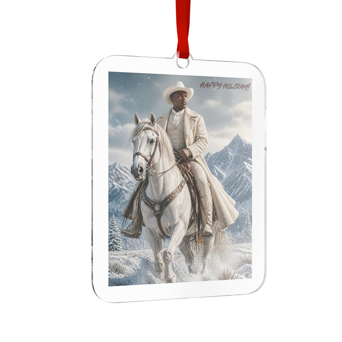 Happy Holidays Cowboy Horse Acrylic Ornament