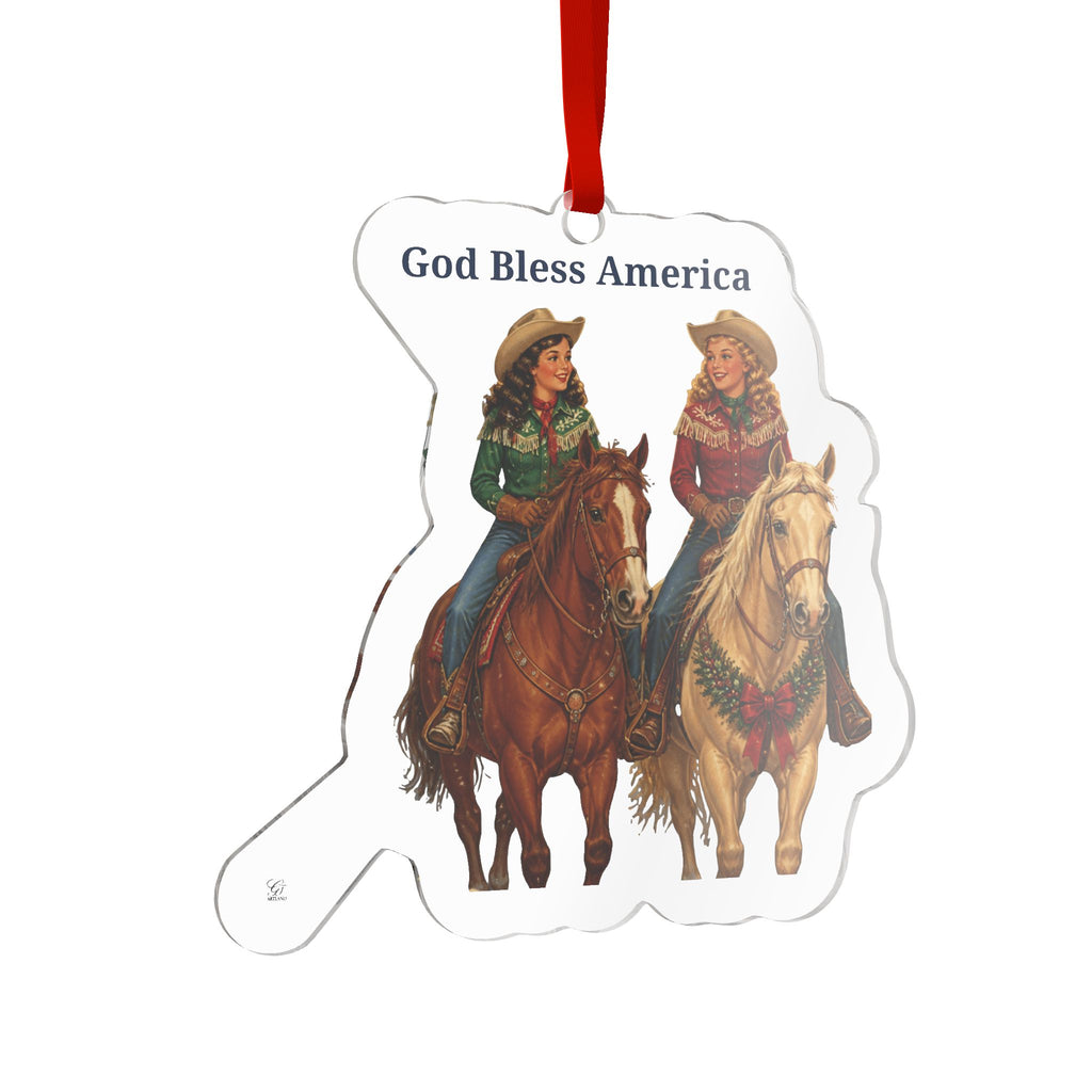 God Bless America Cowgirl Acrylic Ornament