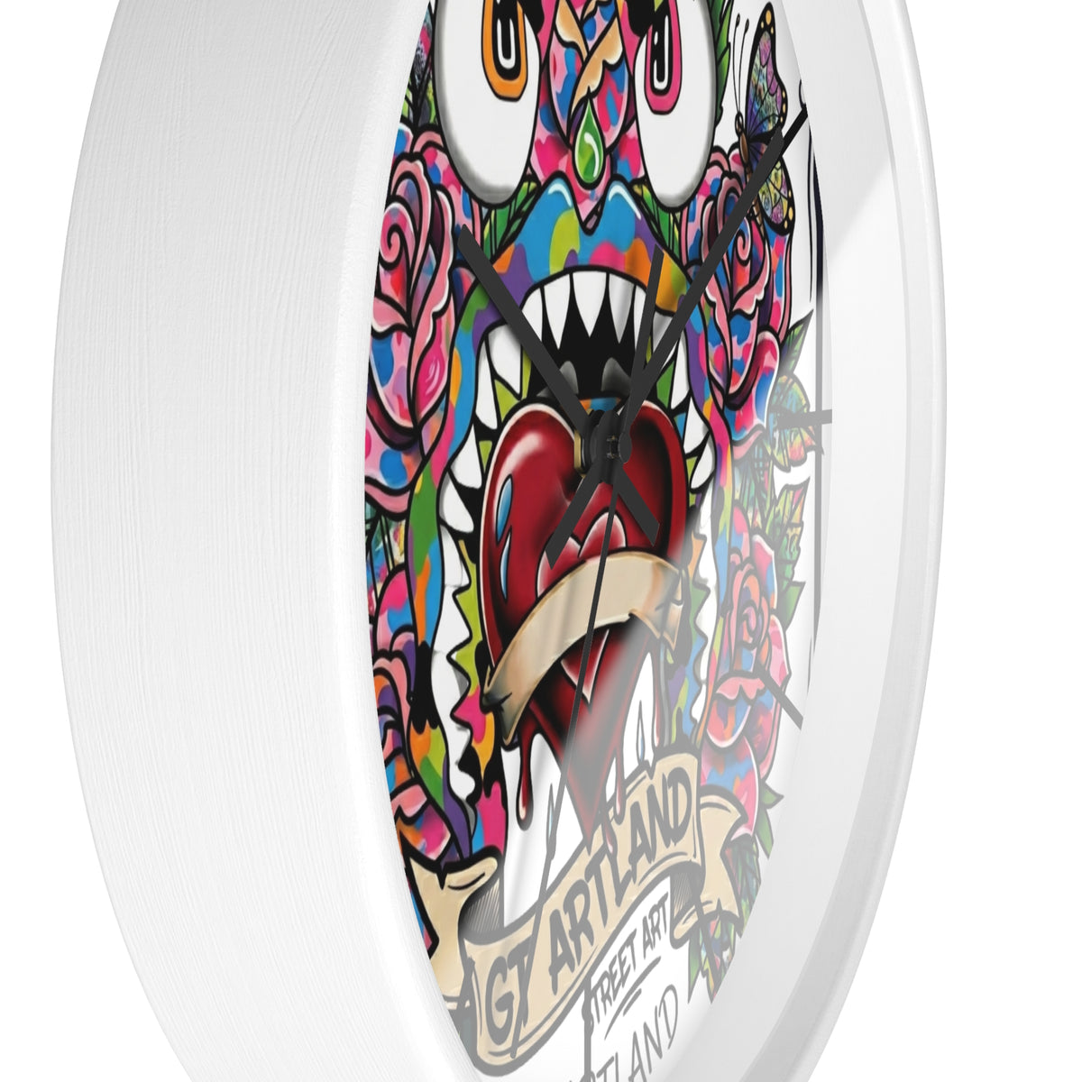 Colorful Tattoo Heart Monster Wall Clock by GT Artland