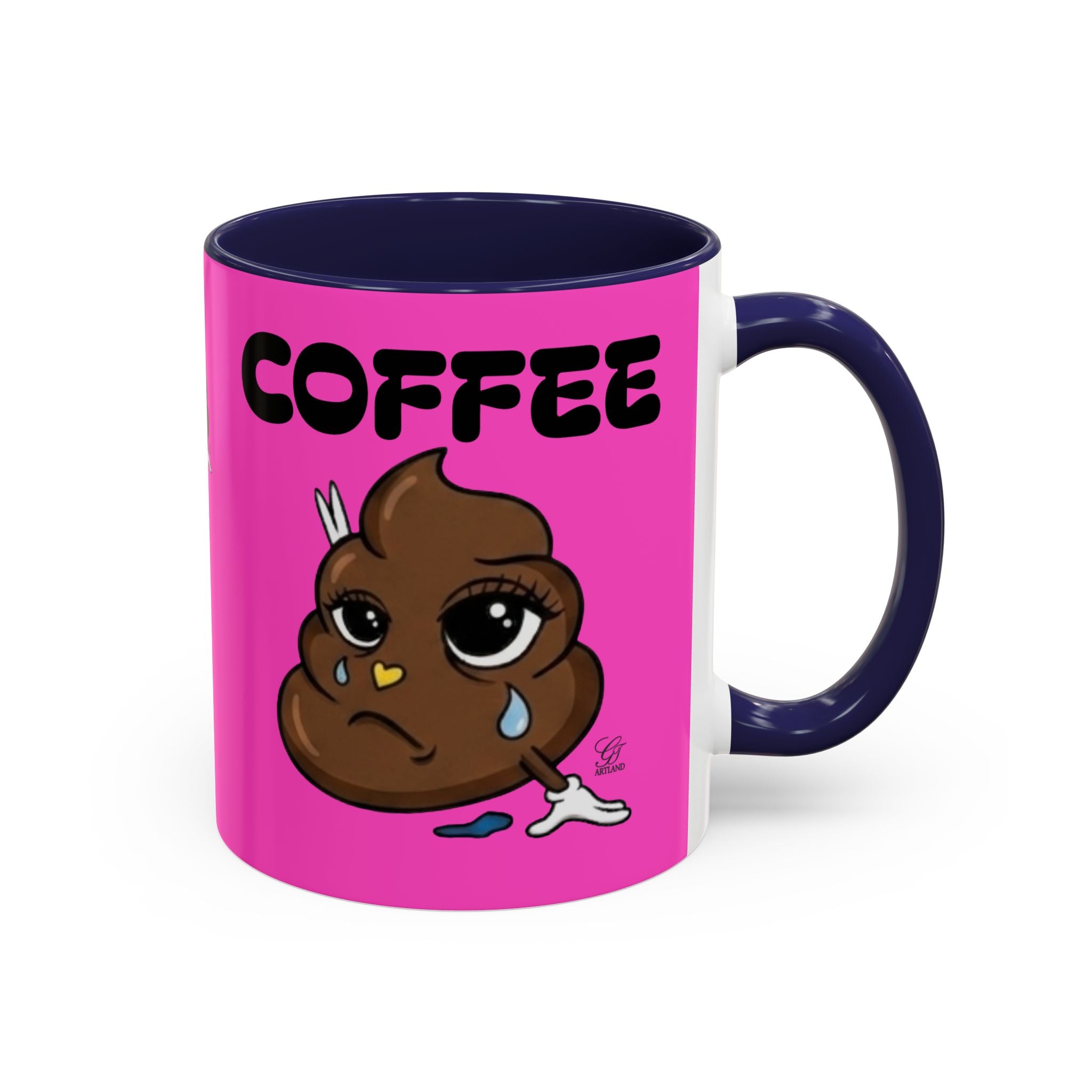 Coffee Mug — Pink 'Coffee' Sad Poop Emoji Accent Ceramic Mug (11/15oz) by GT Artland