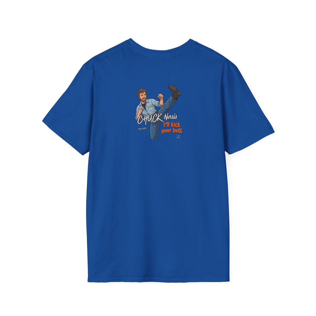 Chuck Norris Kick Illustration T-Shirt | I'll Kick Your Butt text by GT Artland