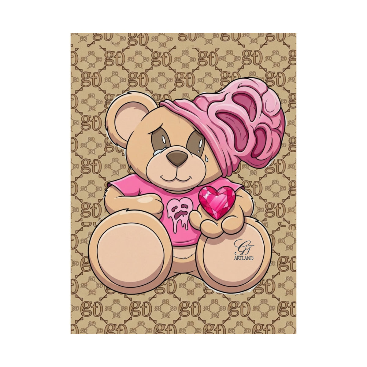 Teddy Bear Heart Poster | Cute Teddy Illustration Matte Vertical Poster
