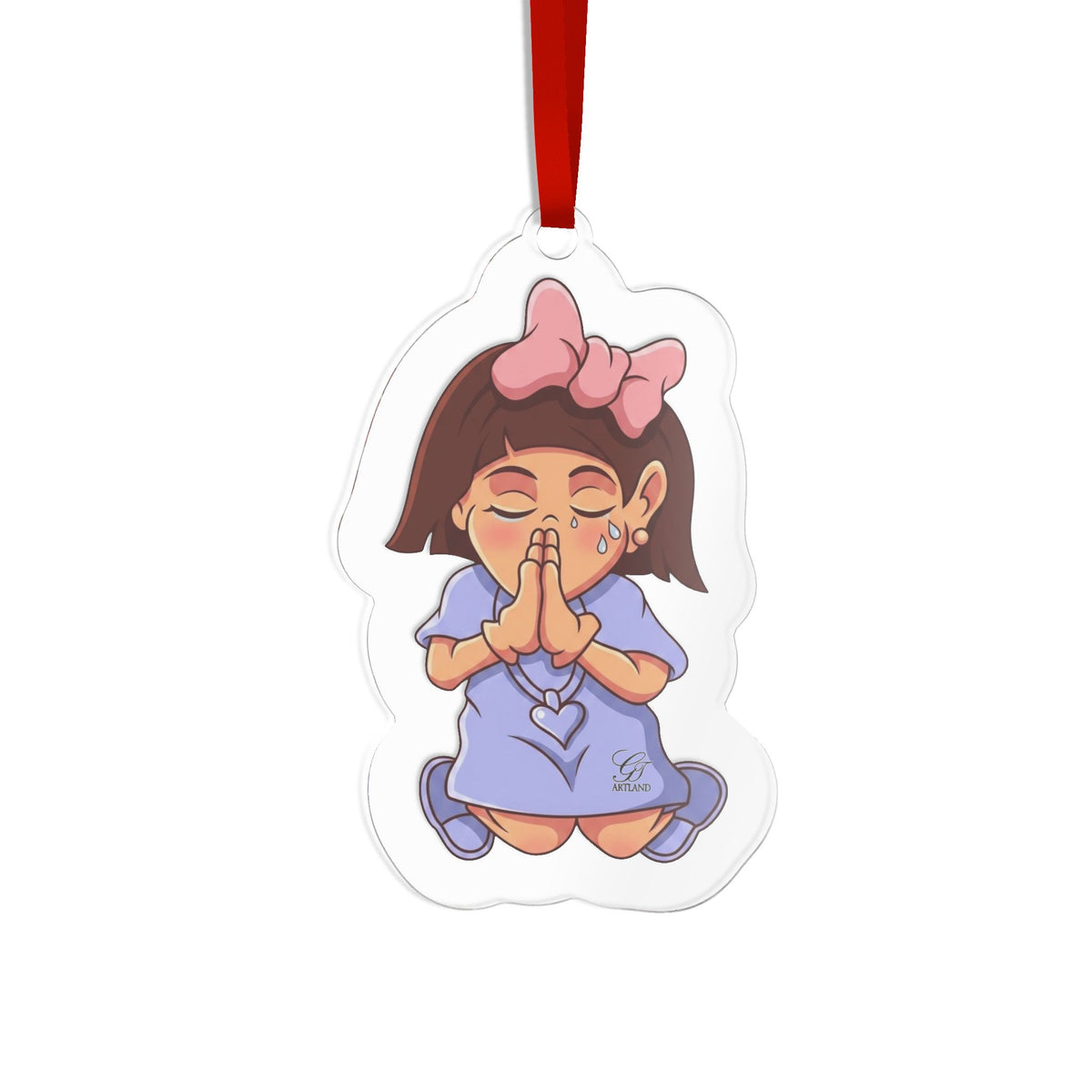 Praying Girl Acrylic Ornament – Inspirational Christmas Tree Decoration by GT Artland