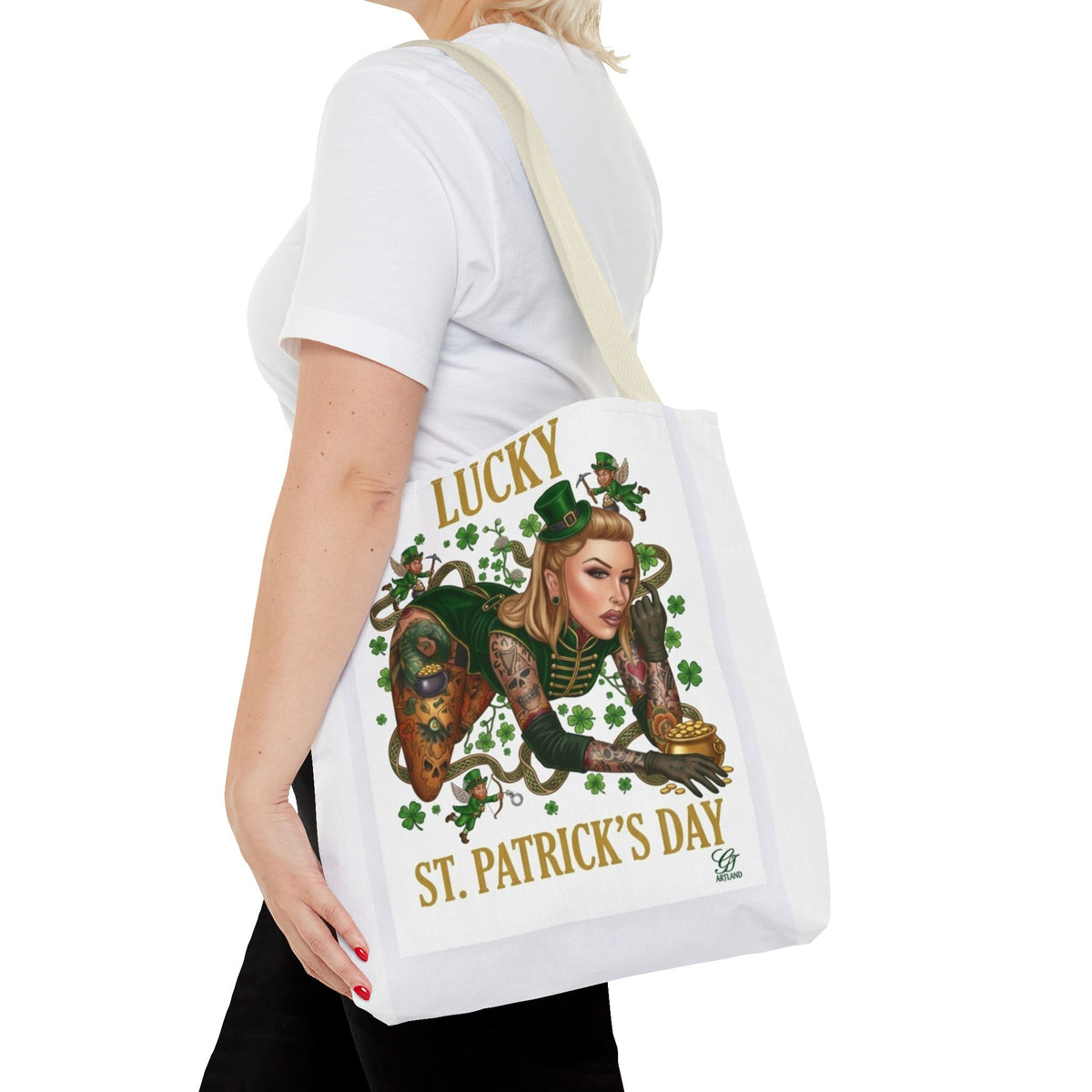 "Lucky" St Patrick's Day Tattoo Hot Sexy Vixen Designer Tote Bag by GT Artland