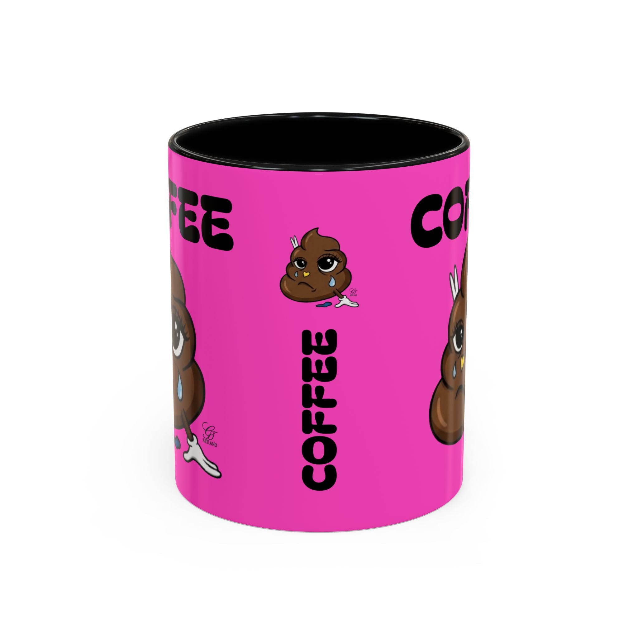 Coffee Mug — Pink 'Coffee' Sad Poop Emoji Accent Ceramic Mug (11/15oz) by GT Artland