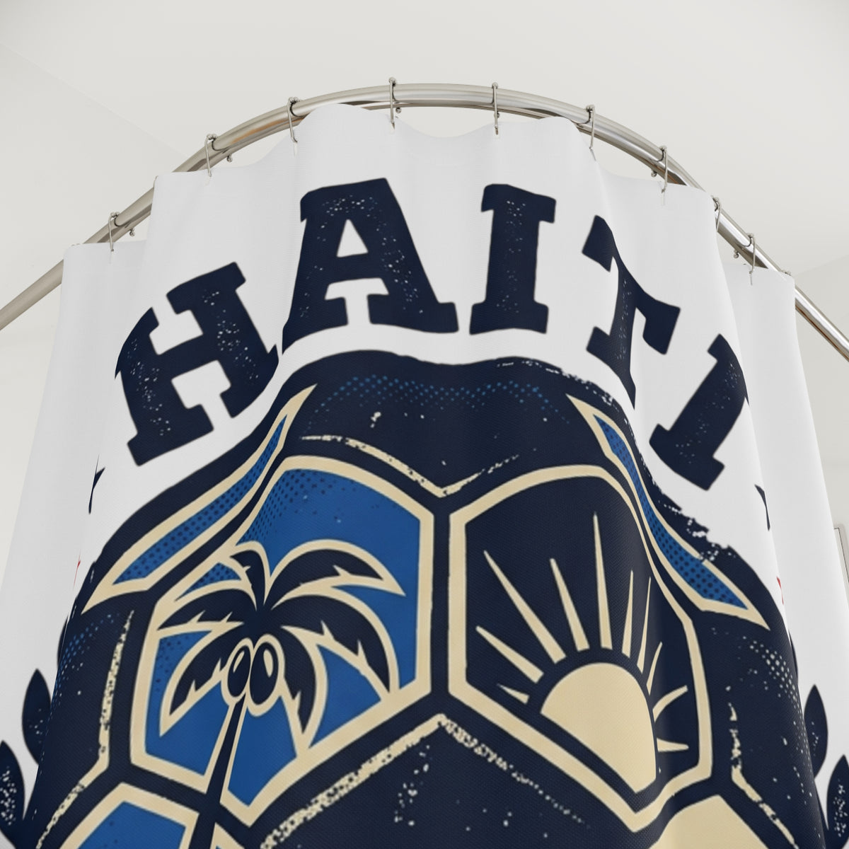 Copy of Haiti Soccer Shower Curtain | Football Curtain