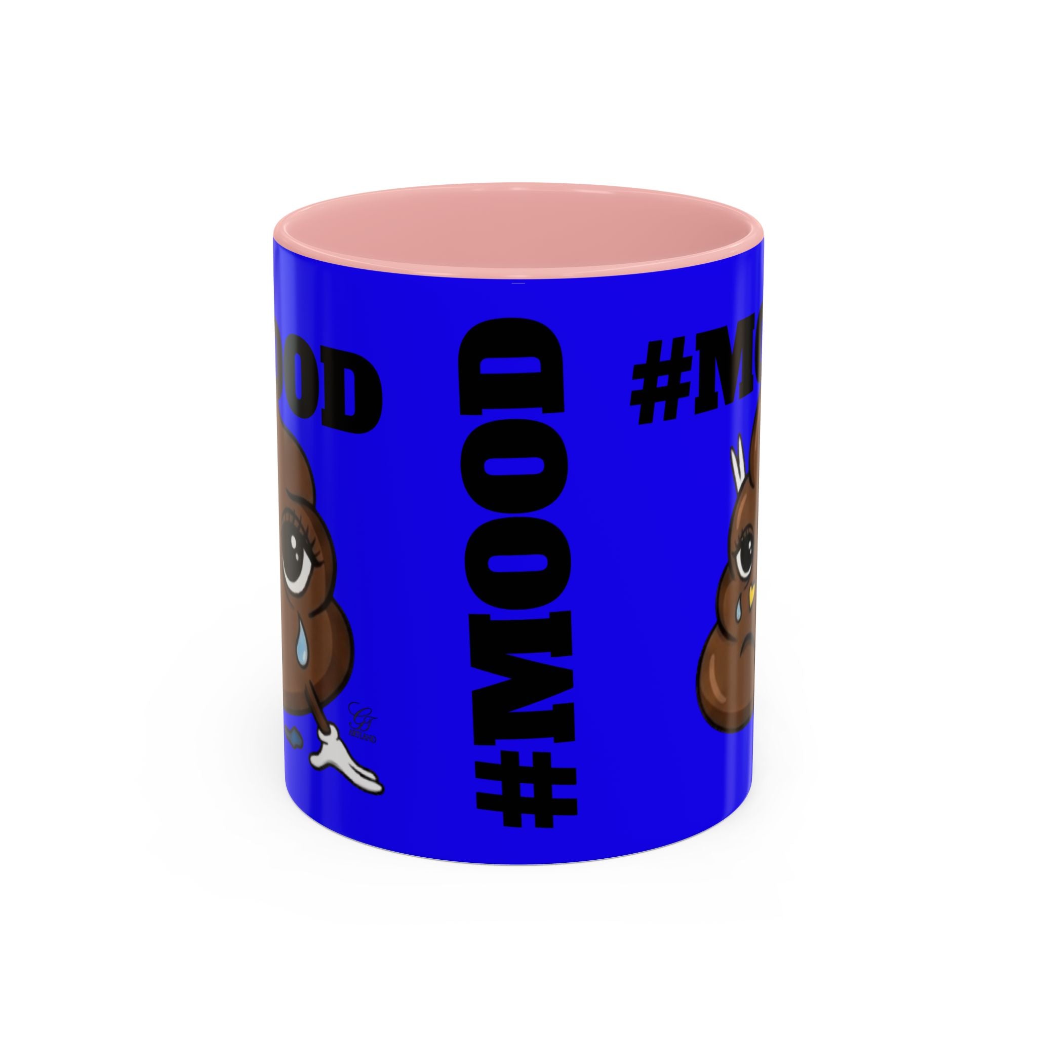 #MOOD Poop Emoji Retro Blue Accent Coffee Mug – Funny Blue 11/15oz Gift by GT Artland